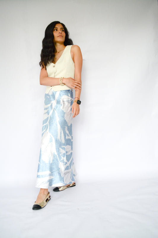 falda seda estampada mini arboles