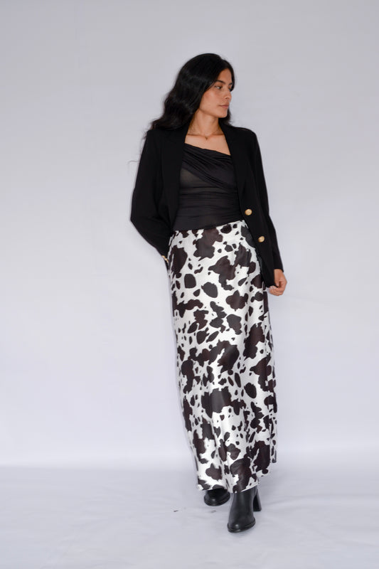 falda seda estampado animal print vaquita