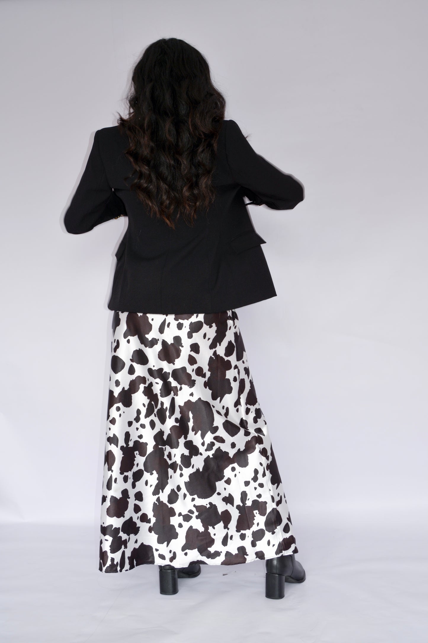 falda seda estampado animal print vaquita