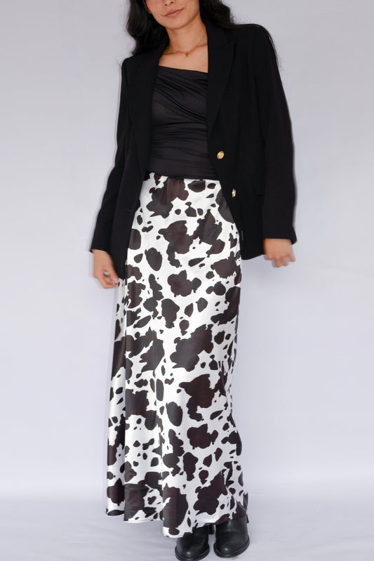 falda seda estampado animal print vaquita