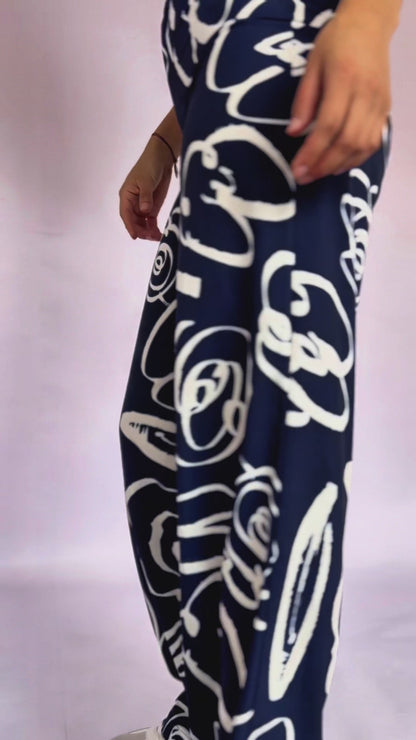 pantalón estampado dibujo flores